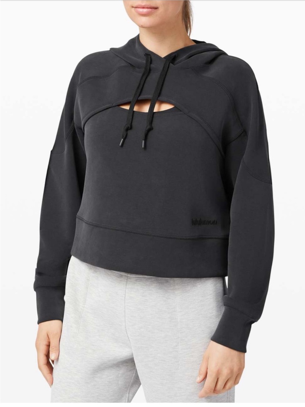 lululemon athletica Get Centred Black Cutout Crop Hoodie